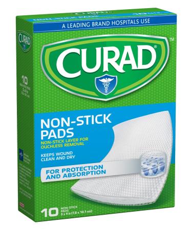 Curad Non-Stick Pads, 3 Inches X 4 Inches 10 Count 3x4 Inch (Pack of 10)