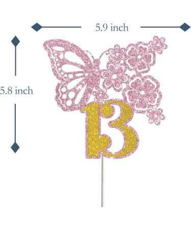 Tenhaisi Pink & Gold 3D Butterfly Flower Sign 13 Cake Topper - Happy 13th Birthday/Anniversary Party Decoration 3D Cake Topper- Girls 13th Birthday Party Supplies - Buy Online on GoSupps.com