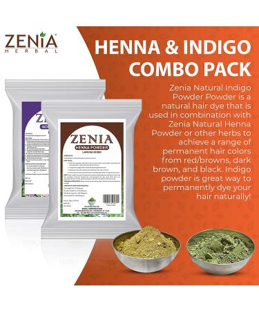 Zenia 100% Pure Indigo & Henna Hair Color Combo Kit - 100g Each, Natural & Chemical-Free, PPD & Ammonia-Free - Buy Online on GoSupps.com
