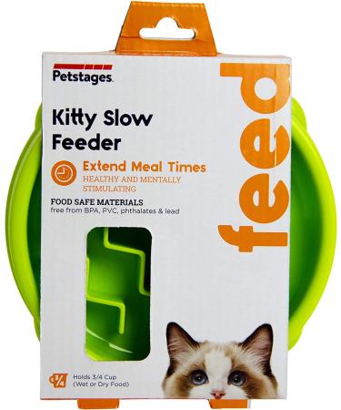 Petstages Kitty Slow Feeder Cat Bowl - Green | Slow Down Eating Habits for Healthy Cats - Buy Online on GoSupps.com