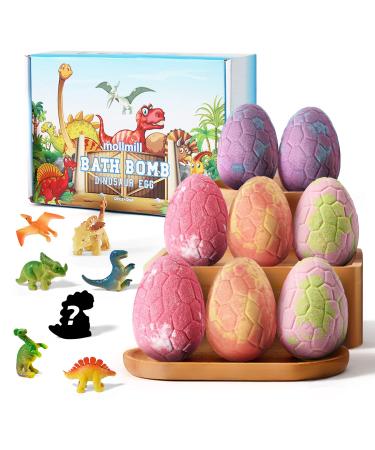 Dino Egg Bath Bomb Gift Set for Kids - Large Easter Eggs Bubble Fizz with Surprise Dinosaur Inside - for 3 4 5 6 7 8 Years Old Safe - Educational Organic Natural Bubble Bath Bombs for Boys and Girls