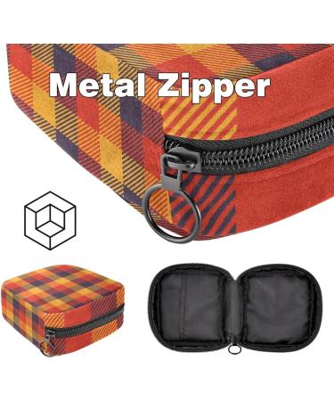 Portable Women's Menstrual Storage Bags | Cute Checkered Orange Bags for Pads Tampons & Menstrual Cups | Ideal for Teens - Buy Online on GoSupps.com