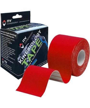NV Compression Kinesiology Tape | 5m Roll for Exercise, Sports & Injury Recovery - Red - Buy Online on GoSupps.com