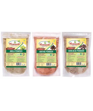 Natural Hair Care Powder (300 Grams) Each Pack 100 gm (3.52 OZ) - Complete Hair Care Combo Pack of 3(Amla Aritha Shikakai) (Only For External Use Only(