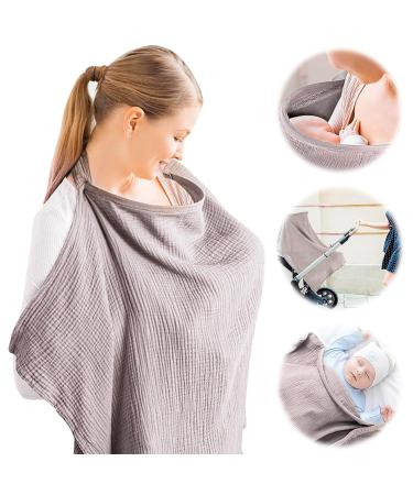Euioovm silent scarf breastfeeding cloth silence cover cotton breathable soft tormentary apron reinforced apron -like breastfeeding kitchen multi -purpose breastfeeding cover sun protection stroller cover light brown - Buy Online on GoSupps.com
