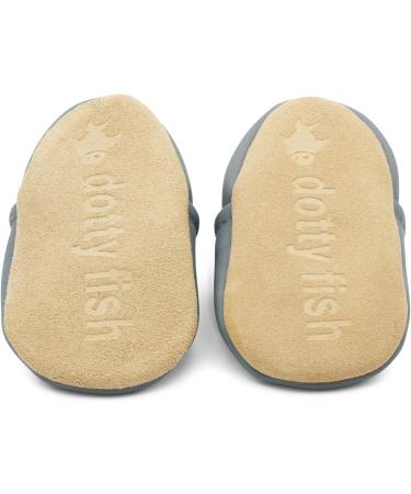 Dotty Fish Soft Leather Baby Shoes | Non Slip | Animal Designs | Boys & Girls | 0-6 Months to 4-5 Years | Grey Elephant - Buy Online on GoSupps.com