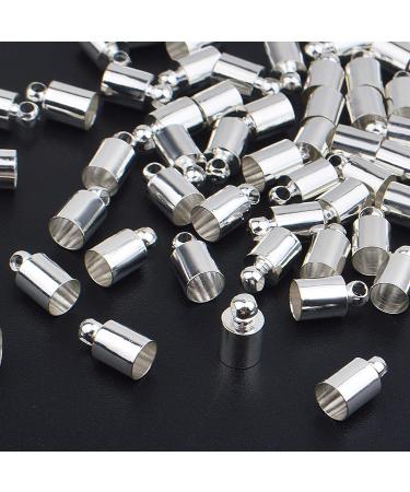 100pcs Silver Plated Barrel End Caps for DIY Jewelry Making - Buy Online on GoSupps.com