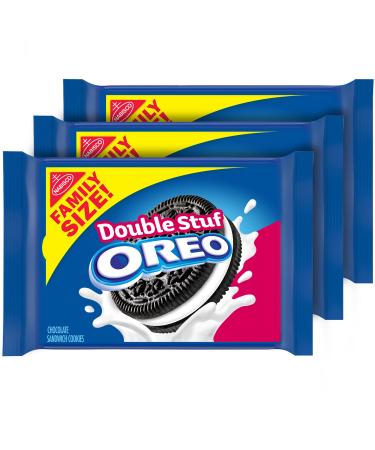 OREO Double Stuf Chocolate Sandwich Cookies, Family Size, 3 Count (Pack of 1