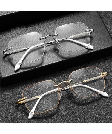 ZUKKY Blue Light Reading Glasses for Women - Rimless Metal Frame Readers | Gold/Silver Powder Large AM24 - Buy Online on GoSupps.com