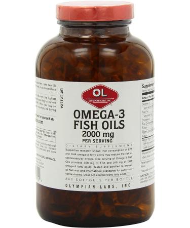 Olympian Labs Omega 3 Fish Oil 2000mg - 240 Count, 120 Servings for Heart & Joint Health - Buy Online on GoSupps.com