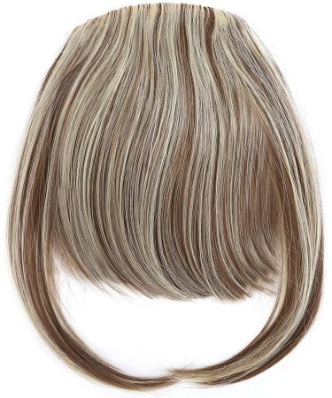Clip In Bangs Hair Extensions - Neat Front Full Bangs Fringe, Light Brown & Bleach Blonde, Straight Hairpiece for Women - Buy Online on GoSupps.com