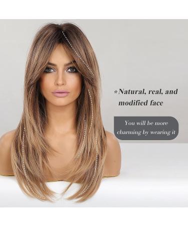 Buy Haircube Long-Layered Ombre Synthetic Wigs for Women - Black-Brown to Brown with Dark Roots (61 cm) | International Shipping Available - Buy Online on GoSupps.com