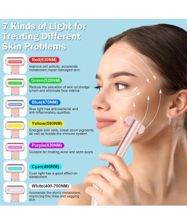 Red Light Therapy Device - 7 Colors LED Face Massager for Skin Rejuvenation Tightening & Lift - Rose Gold - Buy Online on GoSupps.com