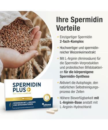 Spermidine Capsules with Wheat Germ Extract L-Arginine & Bifidobacteria Boost Your Body's Spermidine Synthesis Monthly Pack of 60 - Buy Online on GoSupps.com