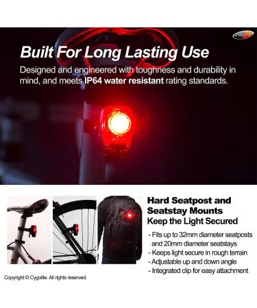 CYGOLITE Hotshot 100 Lumen Bike Tail Light - 6 Night & Day Modes, USB Rechargeable - Buy Online on GoSupps.com