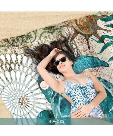 Hiwoss Beach Blanket Waterproof Sandproof Oversized 95x 80 Sand Free Beach Mat with Corner Pockets Portable Mesh Bag for Beach Festival Picnic Travel and Outdoor Camping Sea Turtle Seaturtle - Buy Online on GoSupps.com