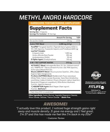 PMD Sports Methyl Andro with DHEA - Boost Testosterone for Lean Muscle & Strength | 90 Vegetarian Capsules - Dietary Supplement for Weightlifting & Workout Performance - Buy Online on GoSupps.com