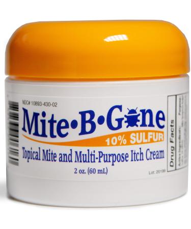 Mite-B-Gone 10% Sulfur Cream Itch Relief for Insect Bites, Acne, Itching and Redness (2oz) Fast and Effective Relief for All Bites with an All-Natural Blend of Anti-Inflammatory Ingredients 2 Ounce (Pack of 1)