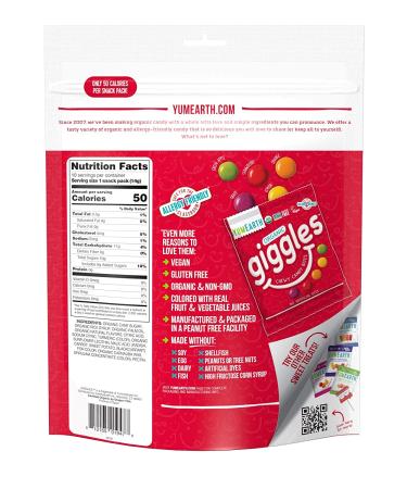 YumEarth Organic Giggles Snack Packs - 10 x 0.5 oz (14g) | Healthy Candy Treats - Buy Online on GoSupps.com