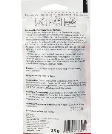 Beaphar Hairball Easy Treats for Cats 35g - Reduce Hairballs & Promote Healthy Digestion - Buy Online on GoSupps.com
