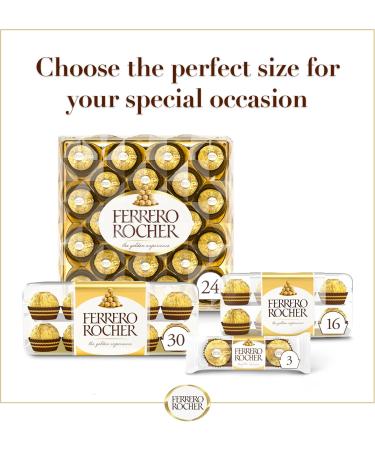 P QUES FERRERO ROCHER FINES GAUFRETTES ENROBEES DE CHOCOLAT AU LAIT ET NOISETTES AVEC NOISETTE ENTIERE OEUF 16 PIECES - Buy Online on GoSupps.com