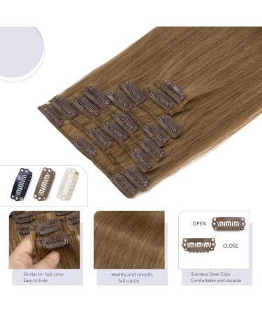 Clip-in Real Hair Extensions | 100% Remy Human Hair | Light Brown #6 | 8 Wefts | Affordable 18 (45cm) Hairpiece - Buy Online on GoSupps.com
