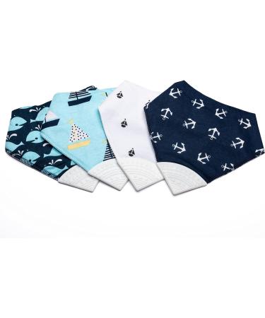V&D HOME Baby and Toddler Teething Bib with Teether - Navy White | BPA Free Bandana Dribble Bib for 0-18 Months - Buy Online on GoSupps.com