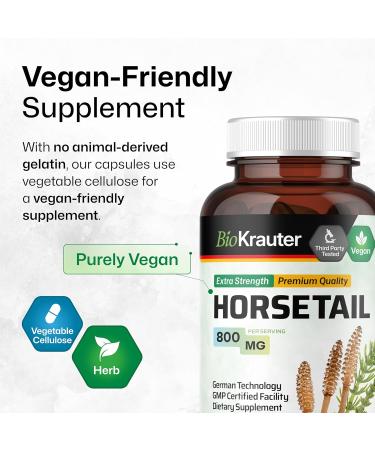 Organic Horsetail Capsules for Hair, Skin & Nails - With Nettle, Green Tea, Ginseng & Ginkgo Biloba - Immune Function & Antioxidant Support - 100 Capsules - Buy Online on GoSupps.com