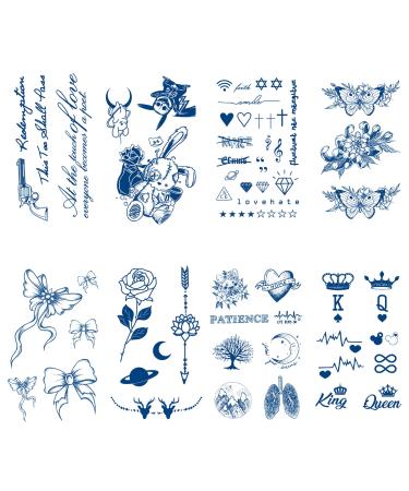 Semi Permanent Tattoo  8 Sheet 2 Weeks Waterproof Small Cute Semi Permanent Tattoo  Tiny Temporary Tattoo for Gild and Women  Long Lasting Realistic Tattoos Sticker for Adult