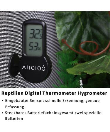 Buy Aiicioo Aquarium Thermo-Hygrometer | Digital Thermometer & Hygrometer for Terrariums & Greenhouses | Battery-Operated Reptile Nurse - 1-Pack - Buy Online on GoSupps.com