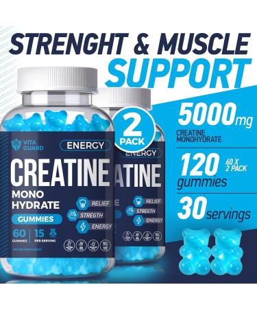 5000mg Creatine Monohydrate Gummies - Ultimate Muscle Builder & Energy Booster for Men & Women (2 Pack - Buy Online on GoSupps.com