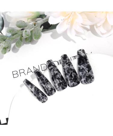 Sethexy Long Ballerina False Nails | Shiny Multicolored Press-On Fingernails | 24 Art Nail Tips for Women & Girls - Pitch Black - Buy Online on GoSupps.com