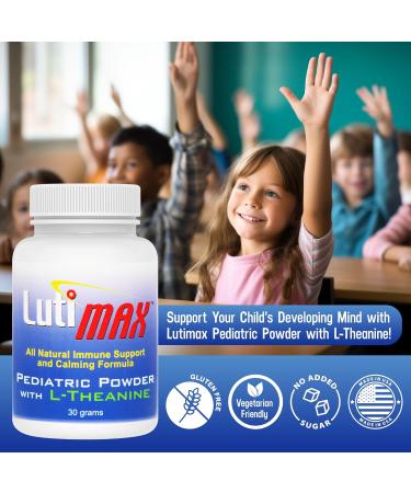 Lutimax Pediatric Powder Brain Supplement with Luteolin Rutin & LTheanine - Kids Memory Focus Muscle & Immune Support Brain Supplement - Nootropic Antioxidants for Brain Health Support 100 Serving Pediatric Powder with L  - Buy Online on GoSupps.com