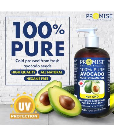 270ml (9oz) PURE AVOCADO Moisturizes & Nourishes Hair Face and Skin 100% Pure Cold Pressed + UV Protected Made in Canada (270ml) 270 ml (Pack of 1) - Buy Online on GoSupps.com