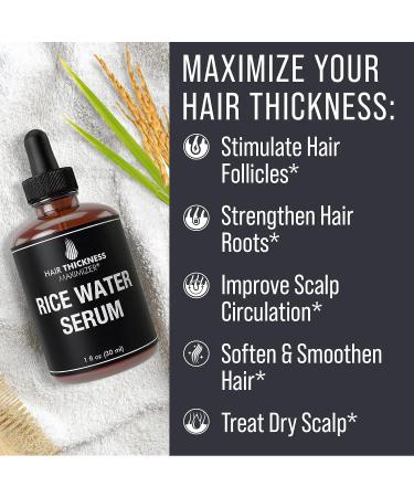 Fermented Rice Water Hair Growth Serum | Prevent Hair Loss, Increase Thickness & Treat Split Ends | Topical Scalp Treatment for Women, Black Women & Men | With Seaweed Extract | 1oz - Buy Online on GoSupps.com