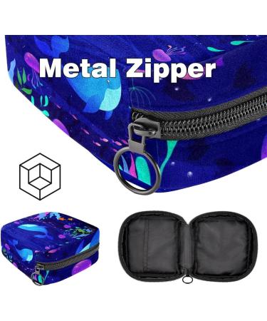 Eco-Friendly Menstruation Pad Bag with Zipper | Underwater Blue Whale Design | Stylish Napkin & Tampon Storage for Women & Girls - Buy Online on GoSupps.com