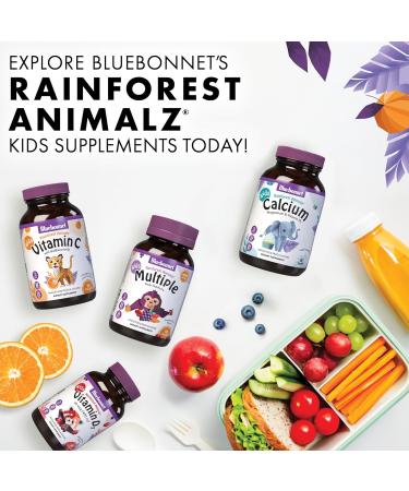 Bluebonnet Nutrition Rainforest Animalz Whole Food Based Multiple Chewable Tablet Kids Multivitamin & Mineral Vitamin C D3 Iron Gluten Free Milk Free Kosher 180 Chewable Tablets Mixed Flavor - Buy Online on GoSupps.com