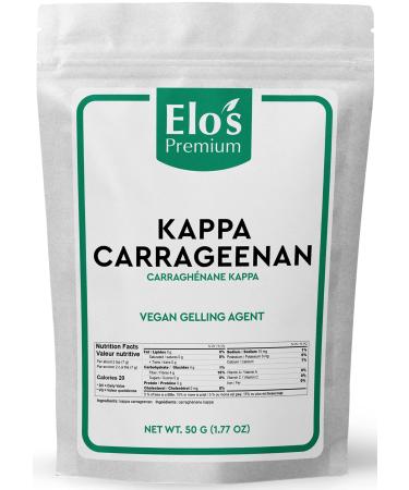 Kappa Carrageenan Powder (50g) by Elo's Premium| Packaged In Canada| 100% All-Natural Vegan Thickener Stabilizer Gelling Agent| Non-GMO Vegan Non-MSG & Keto| Food Grade Kappa Carrageenan for Vegan Cheese Tofu Pudding & More
