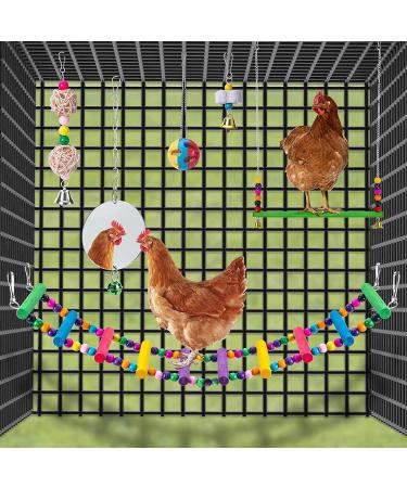 10PCS Chicken Toys: Xylophone, Bridge Swing, Pecking, Mirror, Vegetable Feeder for Hens - Buy Online on GoSupps.com