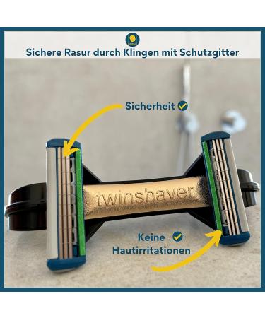 Buy Twinshaver Bald Shaver 0mm + 4 Razor Blades - Fast Safe Head & Body Razor for Men & Women (Black & Gold) | 80% Time-Saving Shaving - Buy Online on GoSupps.com