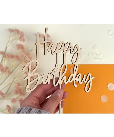 DekoHaus Wooden Cake Topper Happy Birthday Cake Decoration - Buy Online on GoSupps.com
