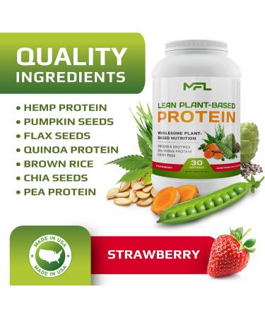 MUSCLE FOOD LABS MFL Vegan Plant-Based Protein Powder l Gluten Free l Non Dairy l Non GMO l Lactose Free l Keto-Friendly | 2.12 lbs (Strawberry) - Buy Online on GoSupps.com