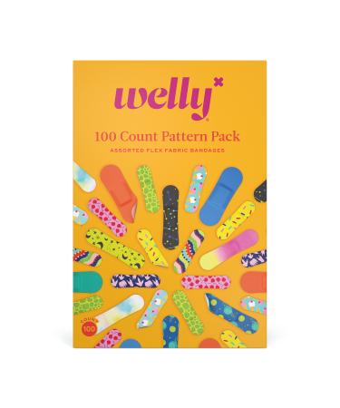 Welly Bravery Badge Value Pack | Adhesive Flexible Fabric Bandages | Assorted Shapes and Patterns for Minor Cuts, Scrapes, and Wounds - 100 Count Bravery Badge Value Pack 100 Count (Pack of 1)