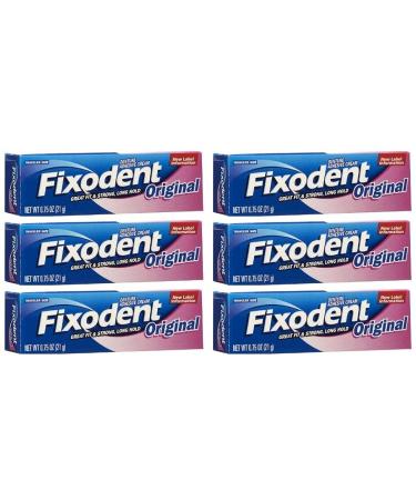 Fixodent Denture Original Strong Adhesive Cream 0.75 Oz Travel Size (Pack of 6)