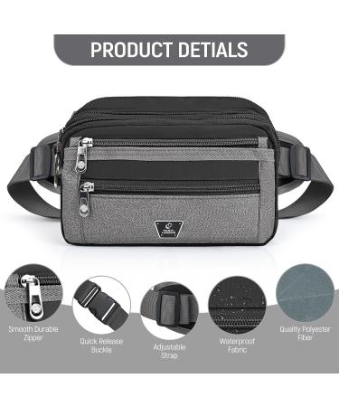 Xoolkly Belly Pocket Belt Bag for Men & Women - 7 Zip Pockets Ideal for Sports Fitness Running Jogging Cycling & Camping - Black - Buy Online on GoSupps.com