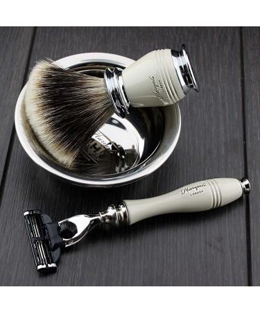Ivory Men's 4-Piece Razor Set | MACH 3 Razors Silver Tip Brush & Stainless Steel Stand - Redesigned Elegance - Buy Online on GoSupps.com