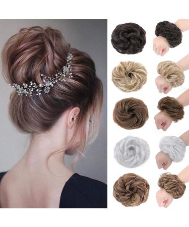 Silk-Co hair part with rubber band dutt with hair wavy soft bun hair part with rubber band 45 g lured hair thickening hair extensions messy bun updos ash blond led 45 g ashblond