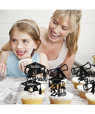 Xsstarmi 36 Pack 2024 Graduation Cupcake Toppers Glitter Class of 2024 Graduation Cap Diploma Cupcake Picks for Congrats Grad 2024 Graduation Theme Party Cake Decorations Supplies Black 04-black - Buy Online on GoSupps.com