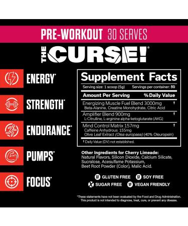 JNX SPORTS The Curse! Pre Workout Powder - Cherry Limeade - 30 Servings - Buy Online on GoSupps.com