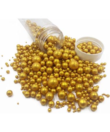 Edible Pearl Sugar Sprinkles - 120g | Perfect for Cake Decorating Cupcakes & Ice Cream | Gold Shaker Jar Favors for Weddings & Parties - Buy Online on GoSupps.com